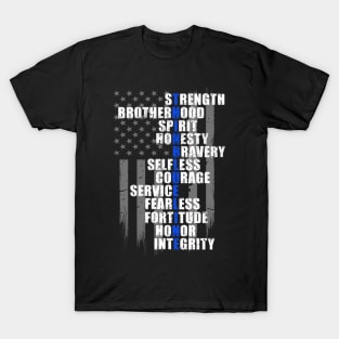 Police Holiday Gift - Thin Blue Line Flag - Law Enforcement T-Shirt